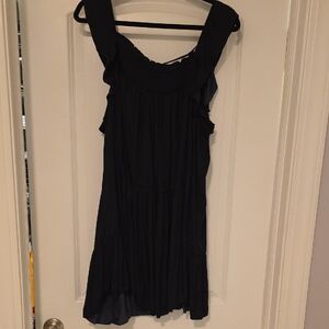 Free People Black Ruffle Mini Dress